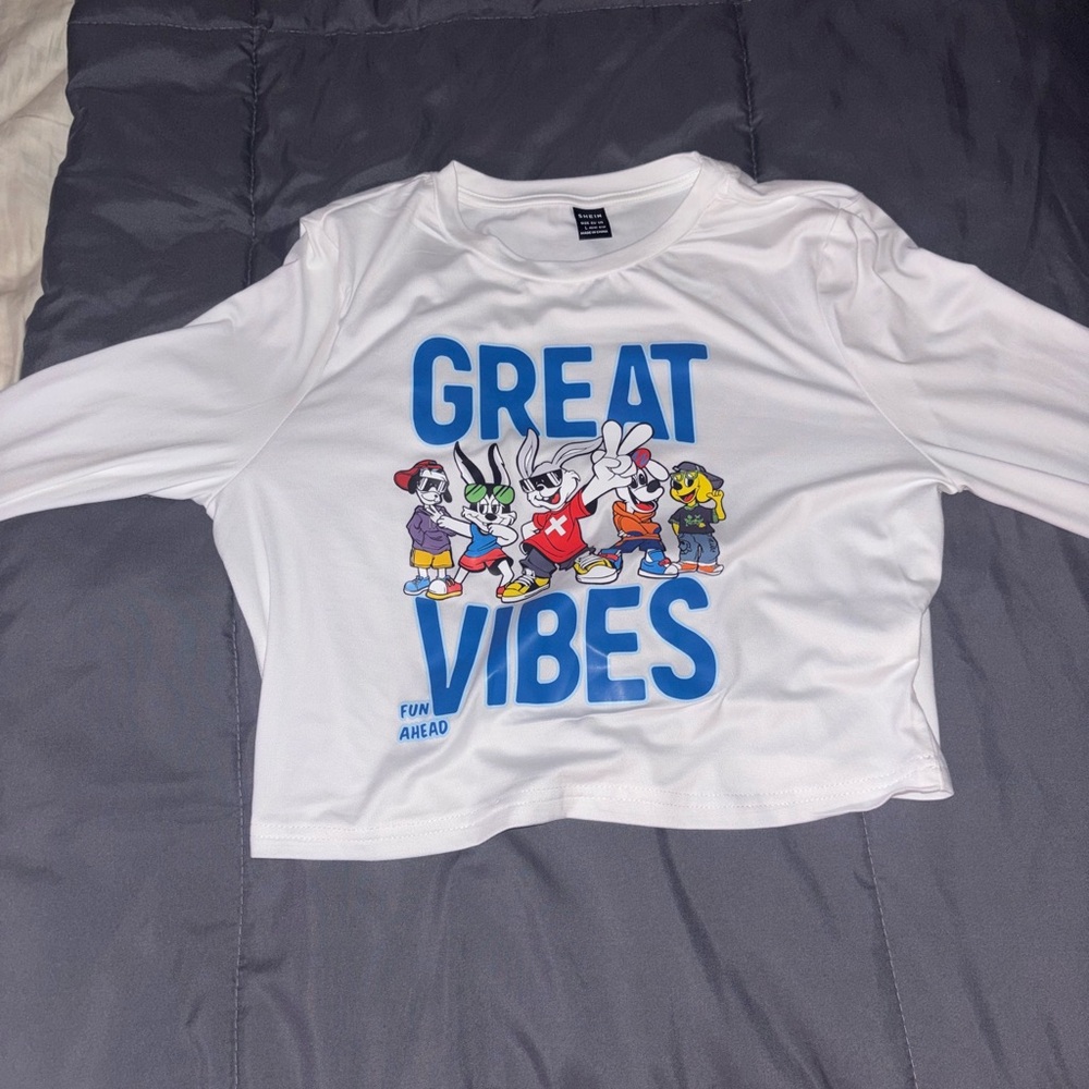 SHEIN White Cartoon Character Crop Top